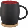 Hearth 400 ml ceramic mug with wooden coaster Black