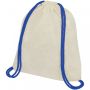 Oregon 100 g/m² cotton drawstring bag with coloured cords 5L Beige