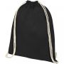 Orissa 100 g/m² organic cotton drawstring bag 5L Black