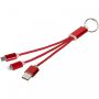 Metal 3-in-1 charging cable with keychain Red