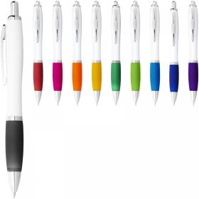 Nash ballpoint pen with white barrel and coloured grip (black ink) White