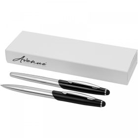 Geneva stylus ballpoint pen and rollerball pen set (blue ink) Silver