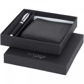 Baritone ballpoint pen and wallet gift set Black