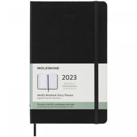 Moleskine hard cover 12 month weekly L planner Black