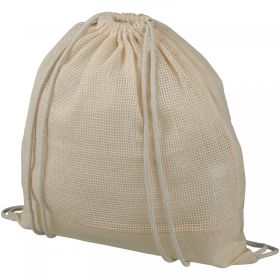 Maine mesh cotton drawstring backpack 5L Beige