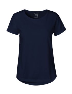 Ladies Roll Up Sleeve T-shirt Navy Blue