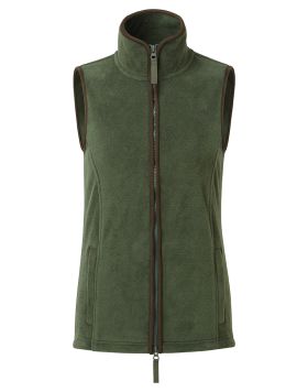 Ladies Artisan Fleece Gilet Bottle Green/Brown