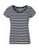 Ladies Loose Fit T-shirt White/Navy Stripe