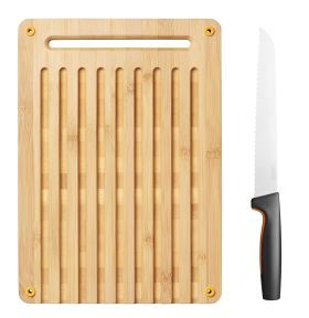 Functional Form Cutting board bamboo with bread knife Black